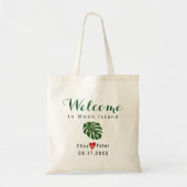 Tropisch blad bestemming bruiloft welkom script tote bag (Voorkant)