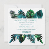 Tropisch Blad Blauwgroen Groene Monstera Bladeren  Kaart (Voorkant)