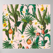 Tropisch blad, bloem, fruitpatroon. poster (Voorkant)