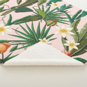 Tropisch blad, bloem, fruitpatroon. sherpa deken (3/4)