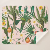 Tropisch blad, bloem, fruitpatroon. sherpa deken (Voorkant (horizontaal))