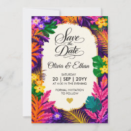 Tropisch Blad Bloem Ontwerp Save The Date