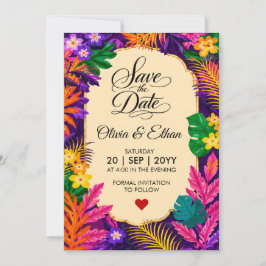 Tropisch Blad Bloem Ontwerp Save The Date