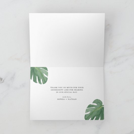Tropisch blad | Blozend en groen dankjewel Bedankkaart (Binnen)
