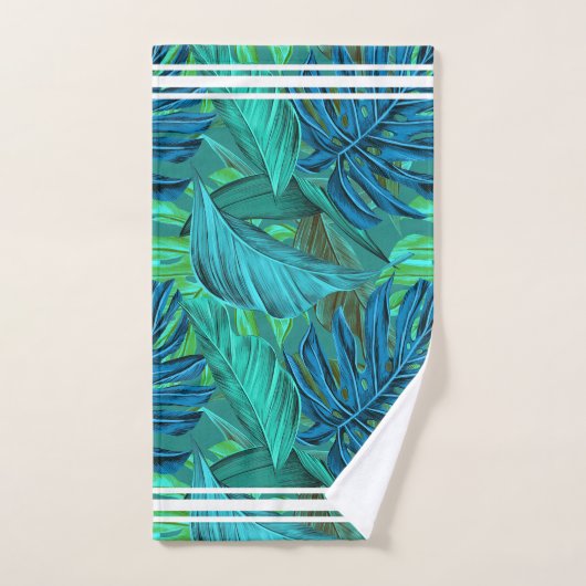 Tropisch blad botanisch oerwoud eilandpatroon bad handdoek (Handdoek)