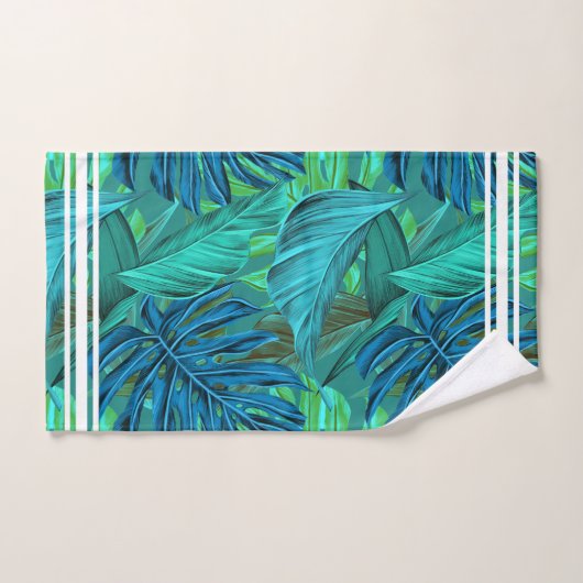 Tropisch blad botanisch oerwoud eilandpatroon bad handdoek (Handdoek)