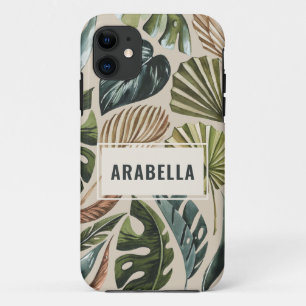 Tropisch blad botanische en gepersonaliseerde naam Case-Mate iPhone case