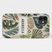 Tropisch blad botanische en gepersonaliseerde naam Case-Mate iPhone case (Achterkant (horizontaal))