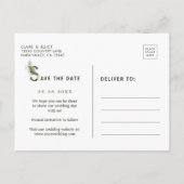 Tropisch blad bruiloft 'Save the Date' Aankondigingskaart (Achterkant)