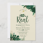 Tropisch blad Dit is net een echt verlovingsfeest Kaart (Voorkant)