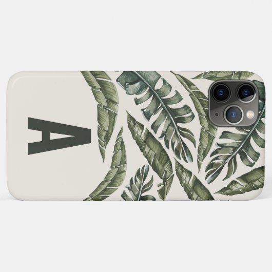 Tropisch blad en botanisch gepersonaliseerd initia Case-Mate iPhone case (Achterkant (horizontaal))