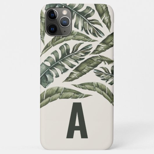 Tropisch blad en botanisch gepersonaliseerd initia Case-Mate iPhone case (Achterkant)