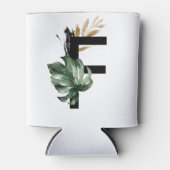 Tropisch blad Faux Gold Folie Letter F Monogram Blikjeskoeler (Voorkant)