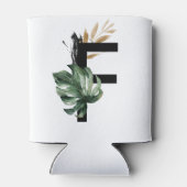 Tropisch blad Faux Gold Folie Letter F Monogram Blikjeskoeler (Achterkant)