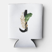 Tropisch blad Faux Gold Folie Letter J Monogram Blikjeskoeler (Voorkant)