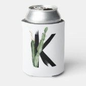 Tropisch blad Faux Gold Folie Letter K Monogram Blikjeskoeler (Blikje Achterkant)