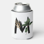 Tropisch blad Faux Gold Folie Letter M Monogram Blikjeskoeler (Blikje Achterkant)