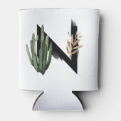 Tropisch blad Faux Gold Folie Letter N Monogram Blikjeskoeler (Voorkant)