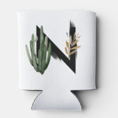 Tropisch blad Faux Gold Folie Letter N Monogram Blikjeskoeler (Achterkant)