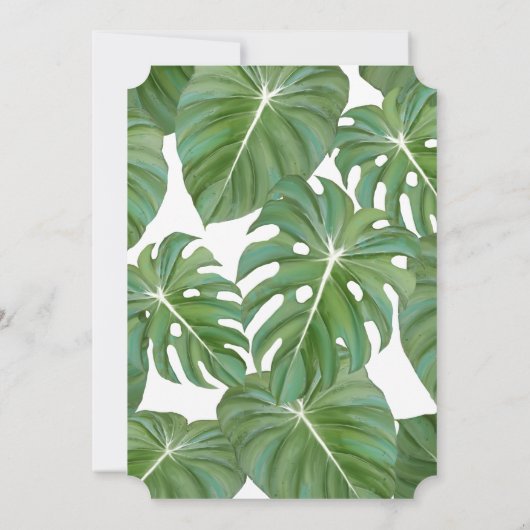 Tropisch blad gebladerte strand moderne koppels do kaart (Achterkant)