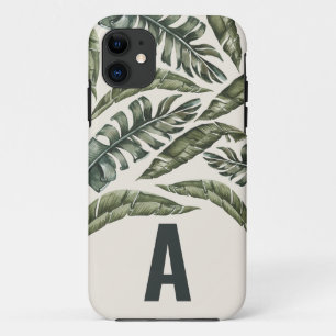 Tropisch blad gepersonaliseerd initiaal Case-Mate iPhone case