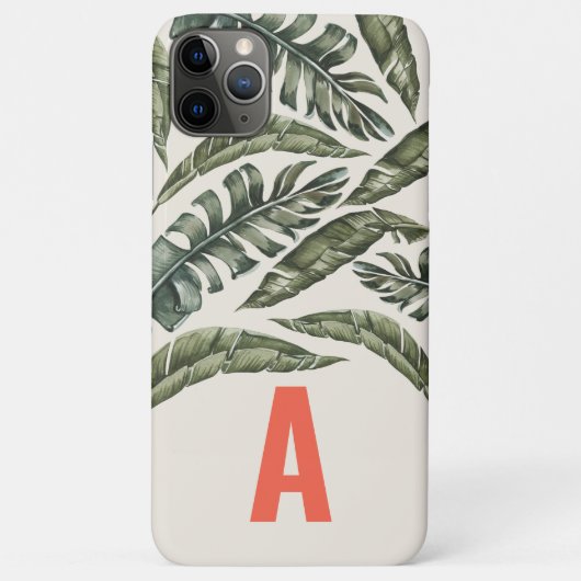 Tropisch blad gepersonaliseerd initiaal Case-Mate iPhone case (Achterkant)