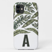Tropisch blad gepersonaliseerd initiaal Case-Mate iPhone case (Achterkant)
