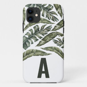 Tropisch blad gepersonaliseerd initiaal Case-Mate iPhone case