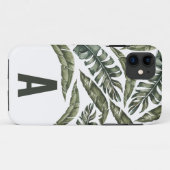 Tropisch blad gepersonaliseerd initiaal Case-Mate iPhone case (Achterkant (horizontaal))