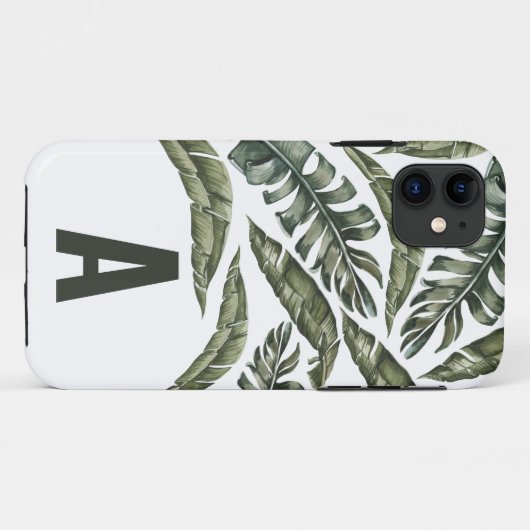 Tropisch blad gepersonaliseerd initiaal Case-Mate iPhone case (Achterkant (horizontaal))