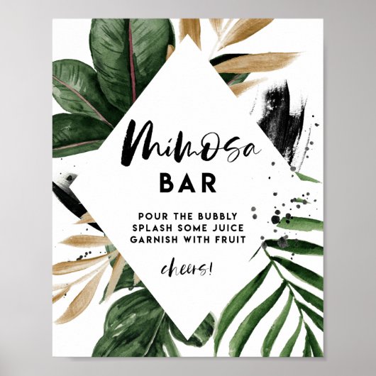 Tropisch blad goud folie Mimosa Bar bord Poster (Voorkant)