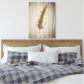Tropisch Blad Goud met Bronzen Achtergrond Canvas Afdruk (Insitu (Slaapkamer))