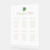 Tropisch blad goud tekst acryl 6 tafelplan bord (Hoek)