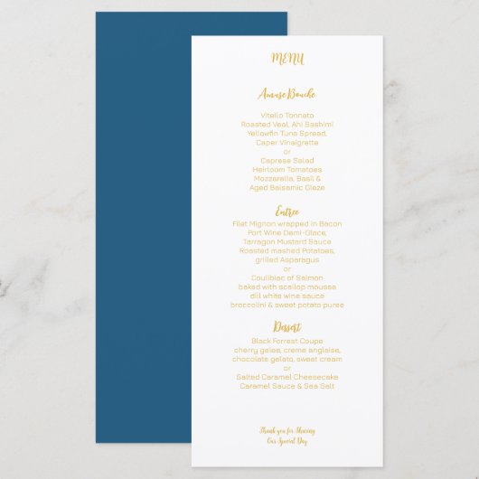 Tropisch blad gouden palmblad bruiloft menu (Voorkant / Achterkant)