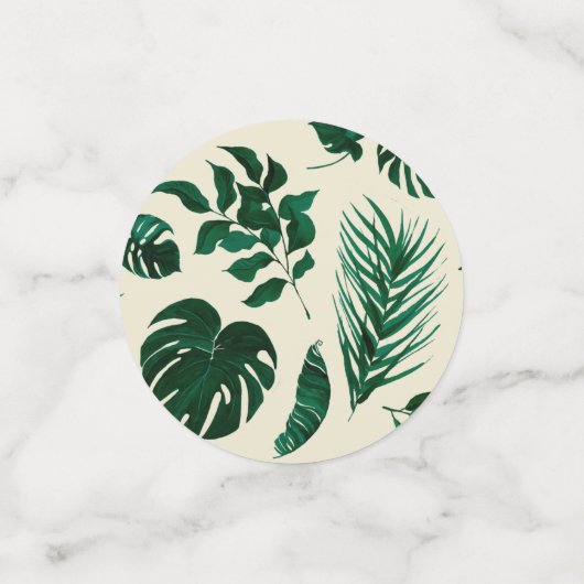 Tropisch blad groen & bladeren bruiloft tafel confetti (Kleine voorkant)