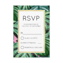Tropisch blad Groene en weelderige eenvoudige RSVP