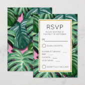 Tropisch blad Groene en weelderige RSVP Kaartje (Voorkant / Achterkant)