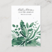 Tropisch blad groene sieraden oorbel display visitekaartje (Voorkant)