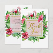 Tropisch blad Hibiscus Flamingo's Bedankkaart (Voorkant / Achterkant)