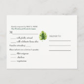 Tropisch blad Hibiscus Flamingo's Trouw RSVP Uitnodiging Briefkaart (Achterkant)