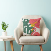 Tropisch blad, hibiscusbloem & flamingo kussen (Stoel)