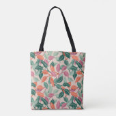 Tropisch blad koraalgroen botanisch chic dagelijks tote bag (Achterkant)