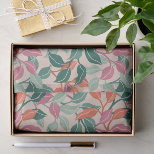 Tropisch blad koraalgroen botanisch chic licht tissuepapier (Geschenk)