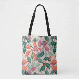 Tropisch blad koraalgroen botanisch chic voor dage tote bag