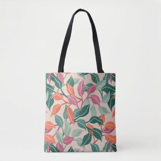 Tropisch blad koraalgroen botanisch chic voor dage tote bag (Voorkant)