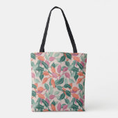 Tropisch blad koraalgroen botanisch chic voor dage tote bag (Achterkant)