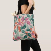 Tropisch blad koraalgroen botanisch chic voor dage tote bag (Dichtbij)