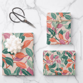 Tropisch blad koraalgroen botanisch chic zacht inpakpapier vel