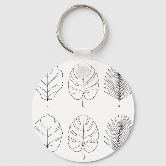 Tropisch blad lijn kunstpatroon sleutelhanger (Voorkant)