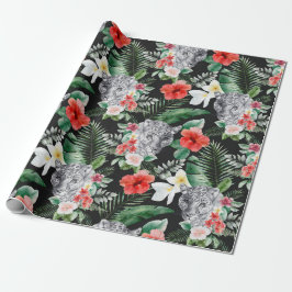 Tropisch blad luipaard bloemverpakkingspapier cadeaupapier